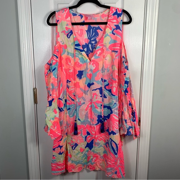 Lilly Pulitzer Dresses & Skirts - Lilly Pulitzer Playa Hermosa Dress Cold Shoulder Womens Size XL